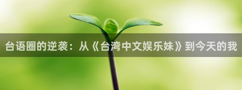 奇亿娱乐平台：台语圈的逆袭：从《台湾中文娱乐妹》到今天的我